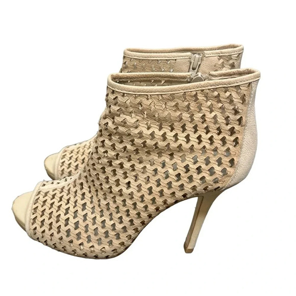 Gianni Bini Shoes - Gianni bini caged cream angle bootie heels 7.5